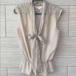 Max Studio Tie Front Short Sleeve Peplum Top